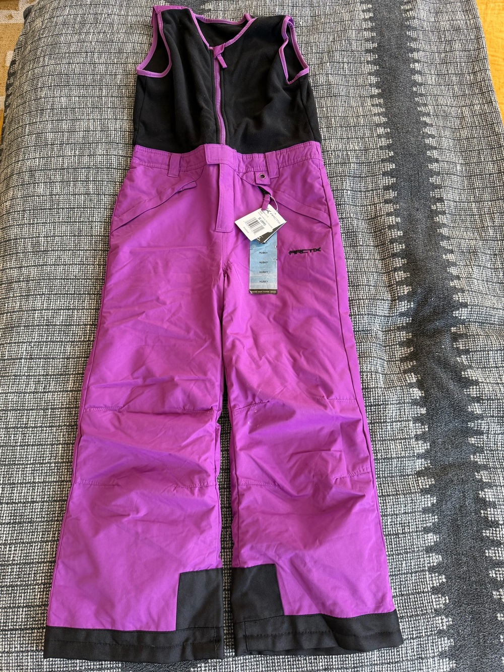 NEW Arctix Kids Purple and Black Snow Bib One-Piece SMALL 8 HUSKY